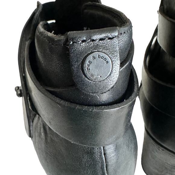 rag & bone Harrow Black Leather Belted Ankle western Boots US 7 - Picture 9 of 10